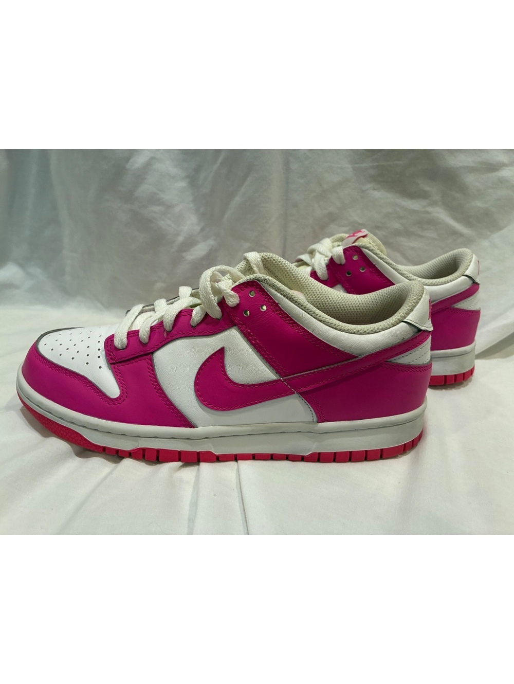 Nike Dunk Low GS Laser Fuchsia Pink White Barbie FB9109-102 Sneakers Size 7Y